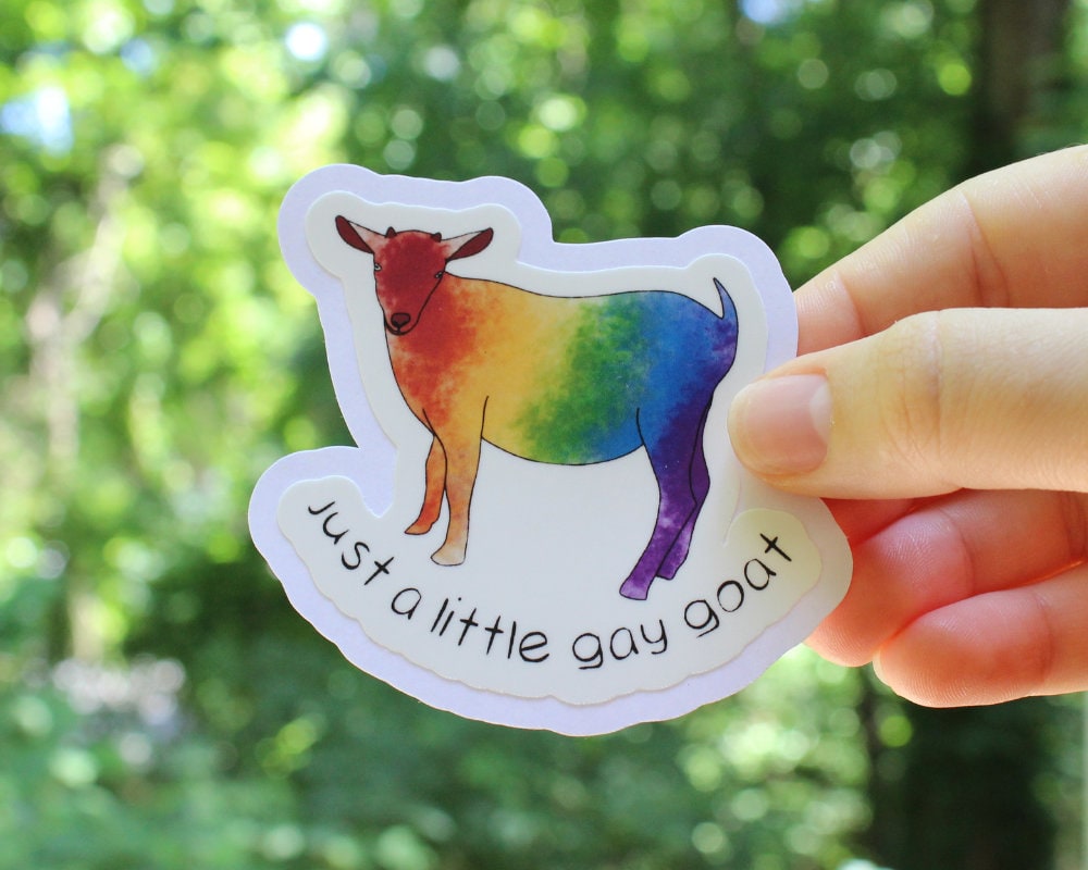 Just a Little Gay Goat Stickers, LGBTQ stickers, Easy Peel, Laminated Vinyl, Original Artwork