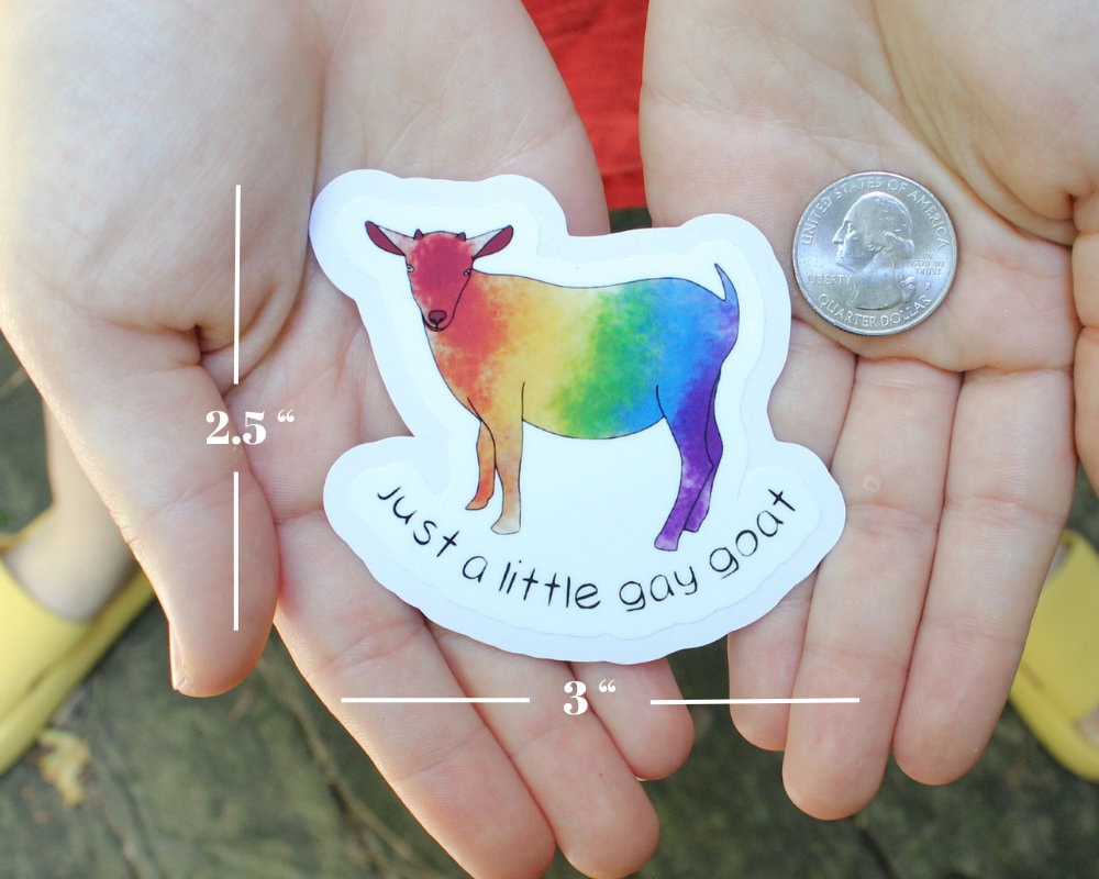 Just a Little Gay Goat Stickers, LGBTQ stickers, Easy Peel, Laminated Vinyl, Original Artwork