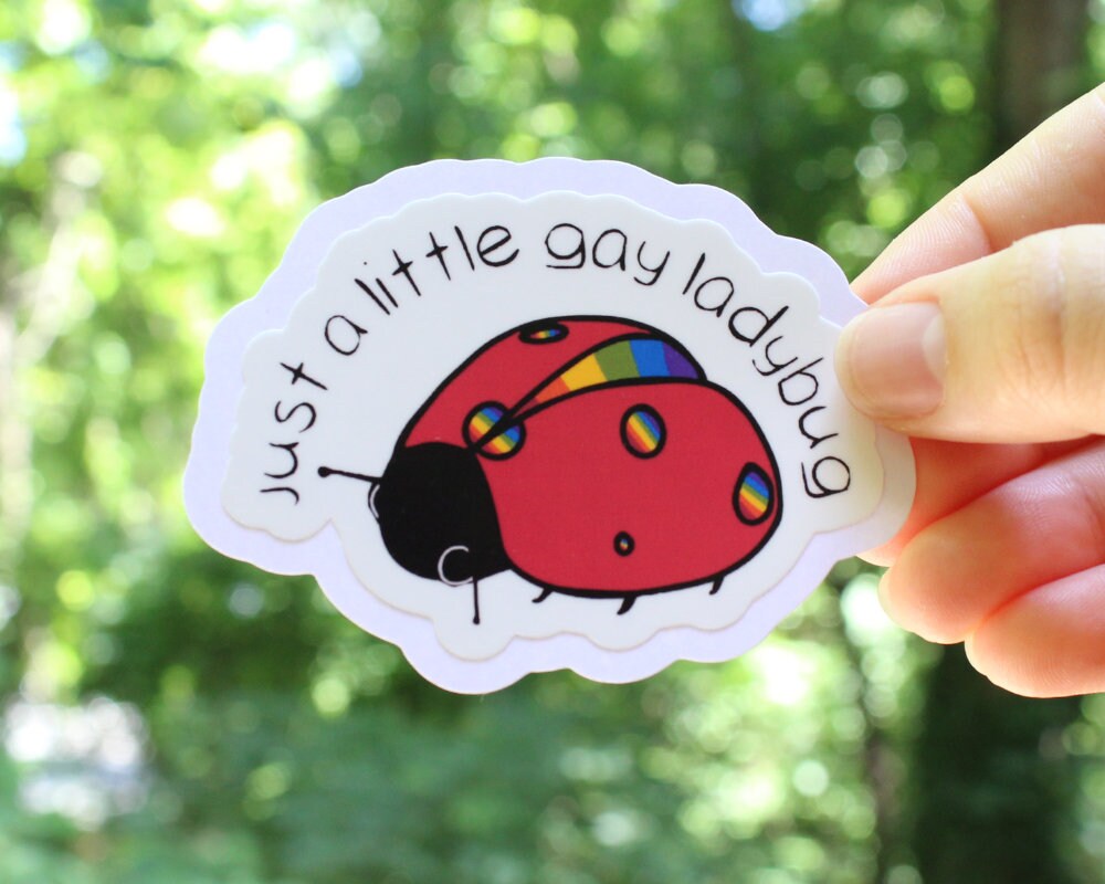 just a little gay ladybug Stickers, LGBTQ stickers, Easy Peel, Laminated Vinyl, Original Artwork