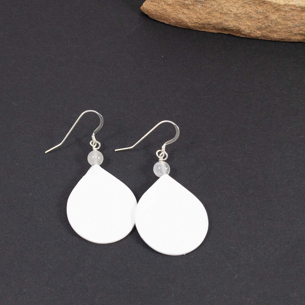 Artistic Gender Fluid Pride Earrings, Teardrop Shape with Sterling silver Ear Wire and Quartz Bead, Gay Pride Earrings, OOAK