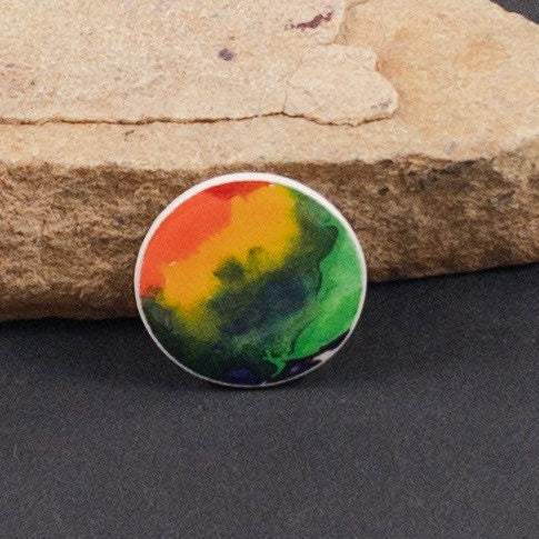 Flowing Abstract Rainbow Pride Lapel Pin with Magnetic Back, Gay Pride, LGBTQ+, Original Art, Recycled Paper
