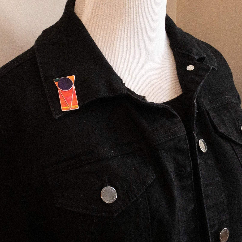 Bold Abstract Multilayered Rainbow Pride Lapel Pin with Magnetic Back, Gay Pride Jewelry, LGBTQ+, Original Art, Recycled Paper