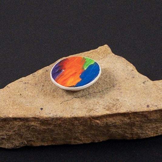 Abstract Rainbow Gay Pride Lapel Pin with Magnetic Closure, Subtle LGBTQ+ Pride, Recycled Paper, Original Art