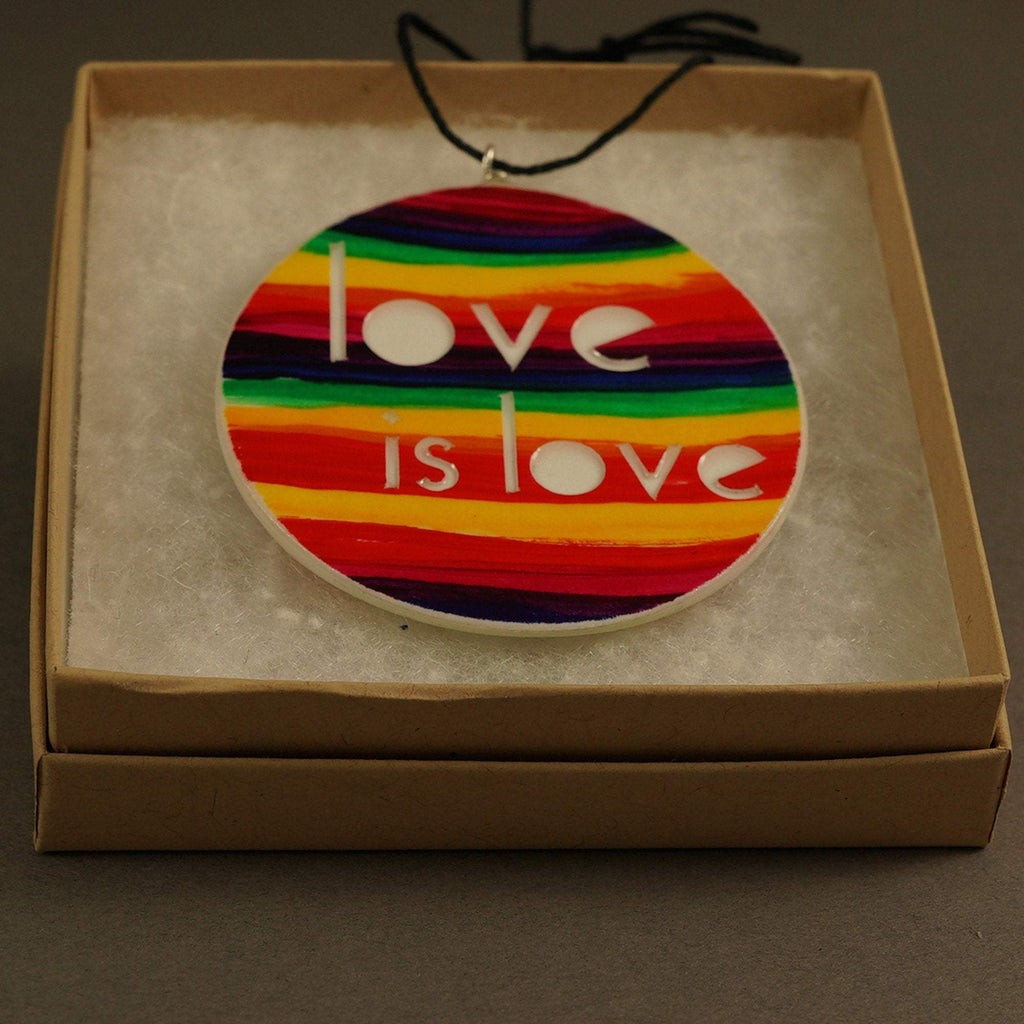 Rainbow "Love is Love" Holiday Ornament, LGBTQ Tree Decoration, Gay Pride