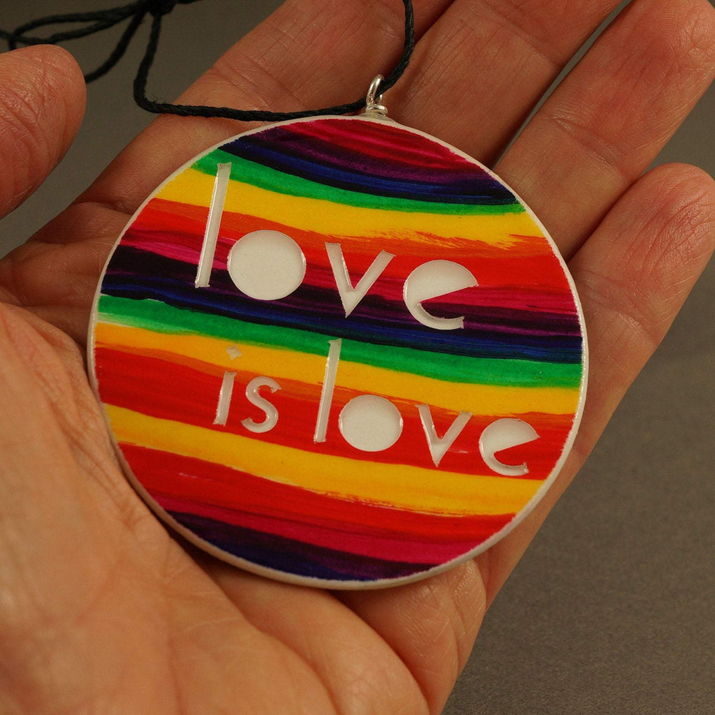 Rainbow "Love is Love" Holiday Ornament, LGBTQ Tree Decoration, Gay Pride