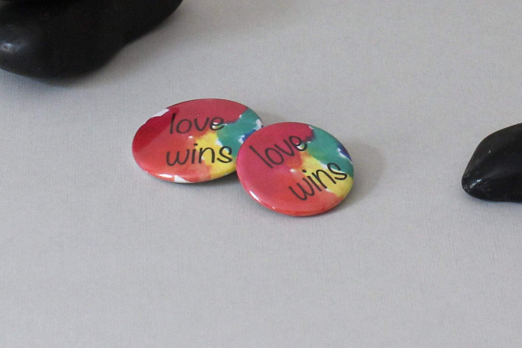 Abstract Gay Pride Flag Buttons, 1.25" or 1.5" pinback or magnetic  with original abstract art, "proud", "love wins", "ally" or plain