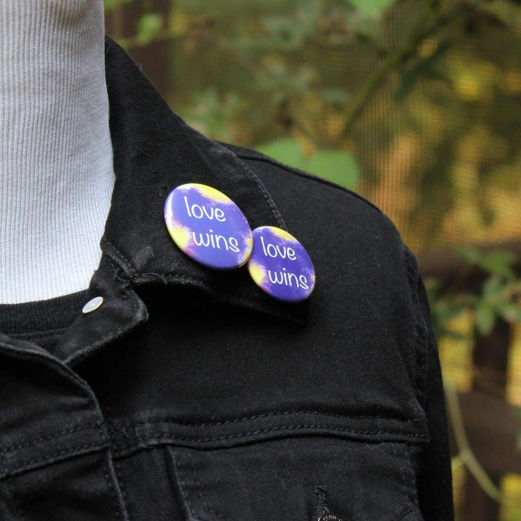 Abstract Intersex Pride Flag Buttons, 1.25" or 1.5" pinback or magnetic  with original abstract art, "proud", "love wins", "ally" or plain