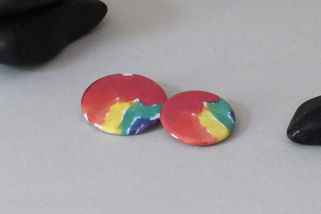 Abstract Gay Pride Flag Buttons, 1.25" or 1.5" pinback or magnetic  with original abstract art, "proud", "love wins", "ally" or plain