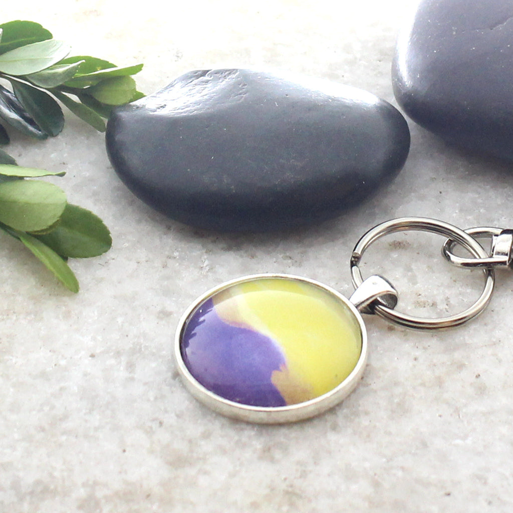 Abstract Intersex Pride Flag Keychain,LGBTQ+, Gay Pride Gift, Original Art, lgbt pride keychain
