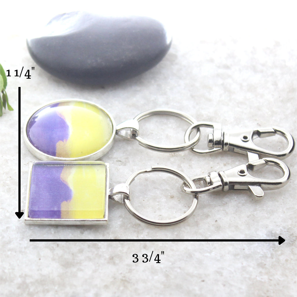 Abstract Intersex Pride Flag Keychain,LGBTQ+, Gay Pride Gift, Original Art, lgbt pride keychain