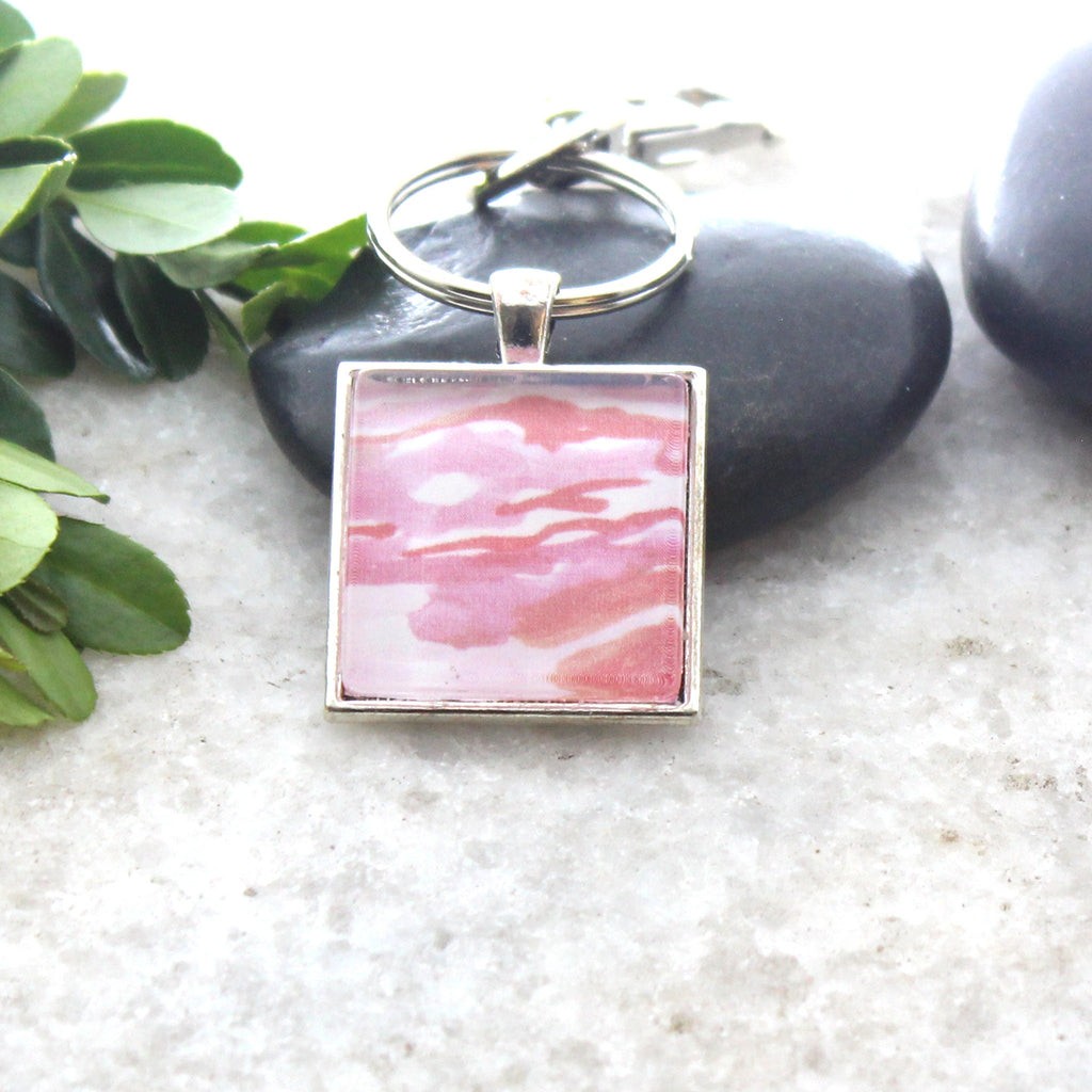 Subtle Lesbian Flag Gay Pride Keychain with Keyring and Swivel Hook, Discreet Pride Keychain, Recycled Paper, lgbt pride keychain