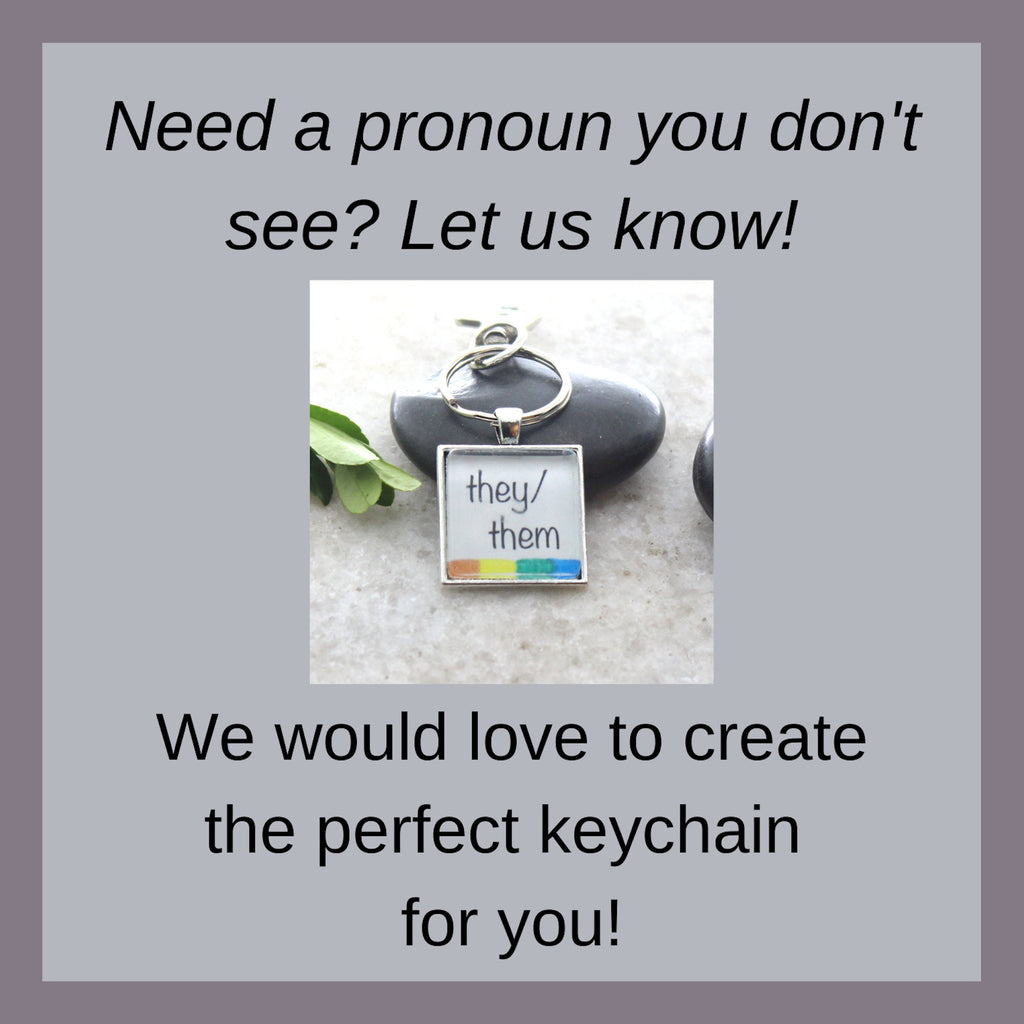 Square Progress Pride Pronoun Keychain, He/Him, She/Her, They/Them, Xe/Xem, She/They, He/They, It/Its, They/He, They/She, Custom