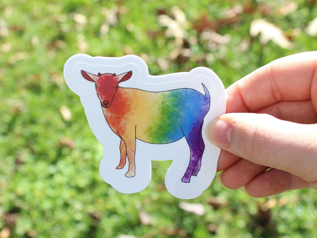 Rainbow Goat Stickers, LGBTQ stickers, Easy Peel, Laminated Vinyl, Original Artwork