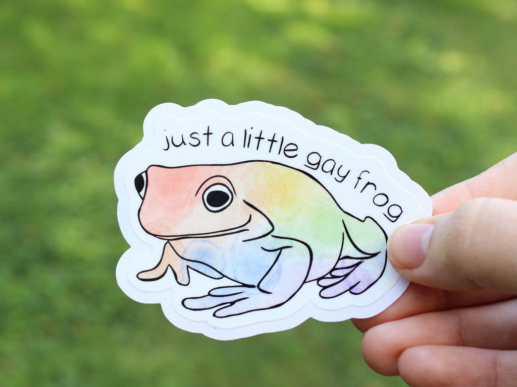 Just a Little Gay Frog Stickers, Love is Love, Love Wins, Ally, LGBTQ stickers, Easy Peel, Laminated Vinyl