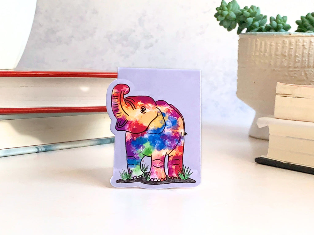 Rainbow Elephant Magnetic Bookmark, LGBTQ Bookmarks, Laminated, Original Artwork