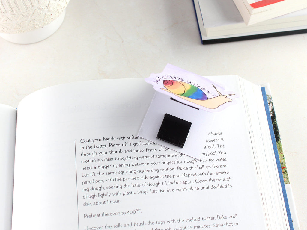 Rainbow Snail Magnetic Bookmark, LGBTQ Bookmarks, Laminated, Original Artwork