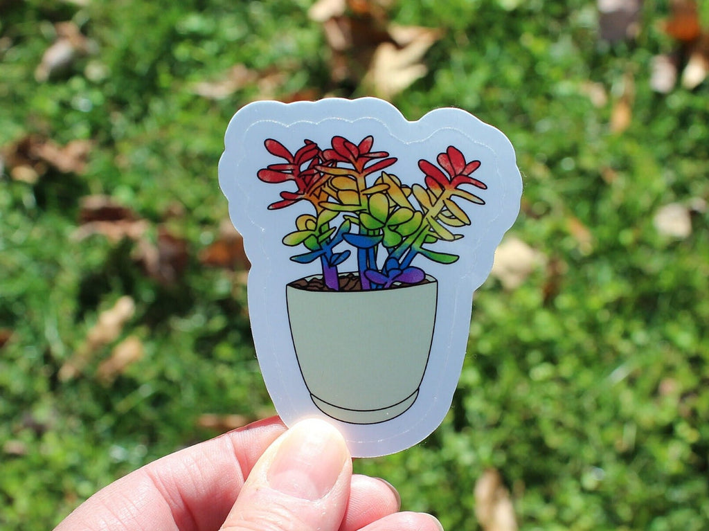 Rainbow Succulent Stickers, LGBTQ stickers, Easy Peel, Laminated Vinyl, Original Artwork