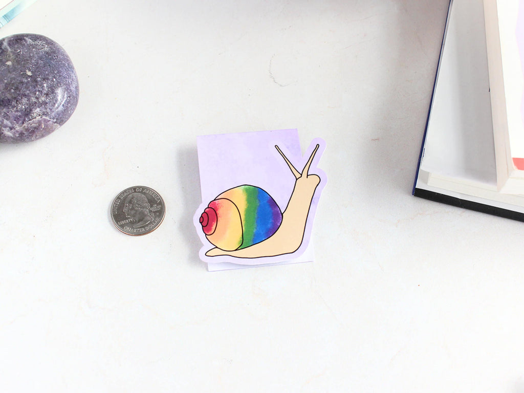 Rainbow Snail Magnetic Bookmark, LGBTQ Bookmarks, Laminated, Original Artwork